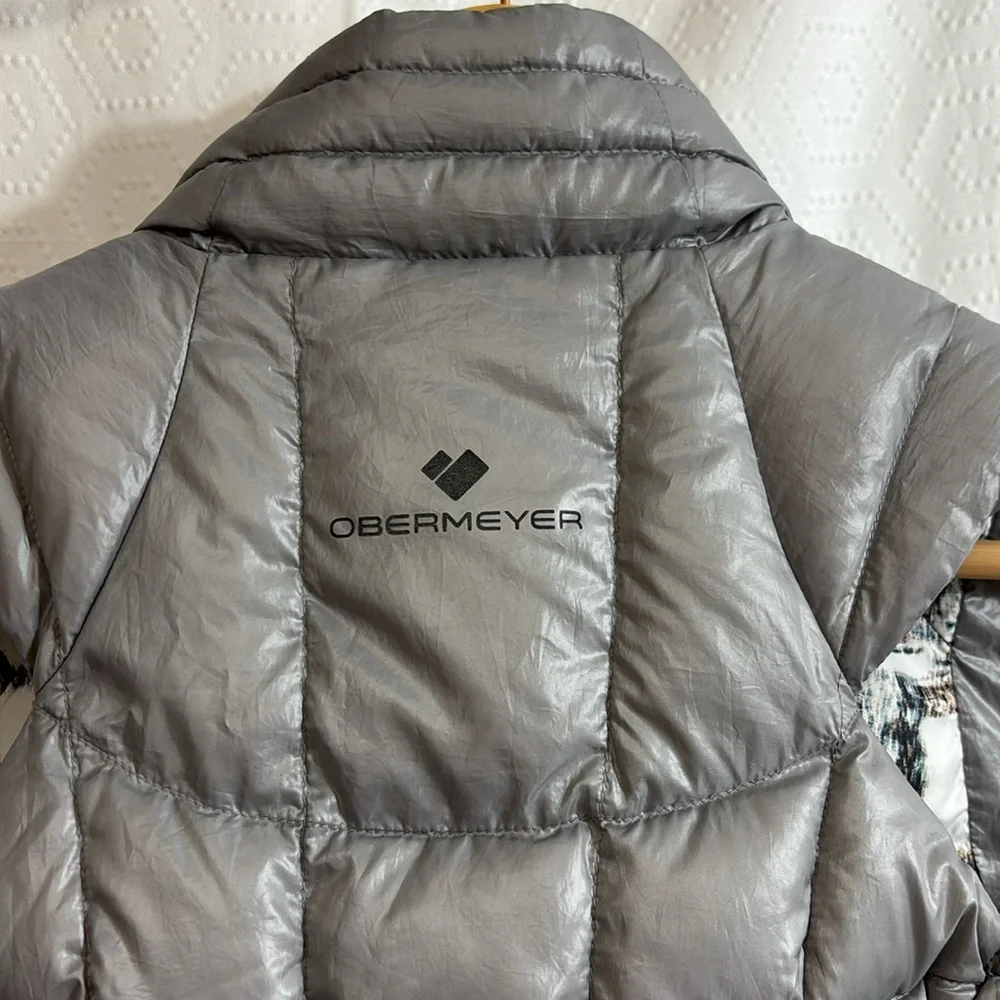 Obermeyer Reversible Puffer Vest Grey & White & Orange Zipper Size Medium - Picture 6 of 9